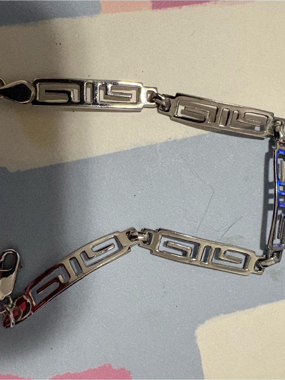 Silver Greek Key Chain Bracelet